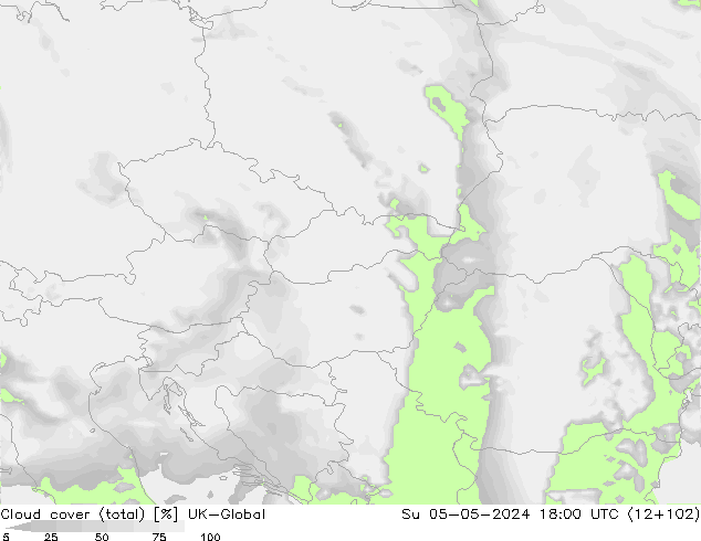 Cloud cover (total) UK-Global Su 05.05.2024 18 UTC