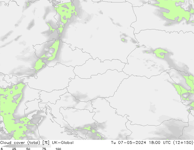 Cloud cover (total) UK-Global Tu 07.05.2024 18 UTC