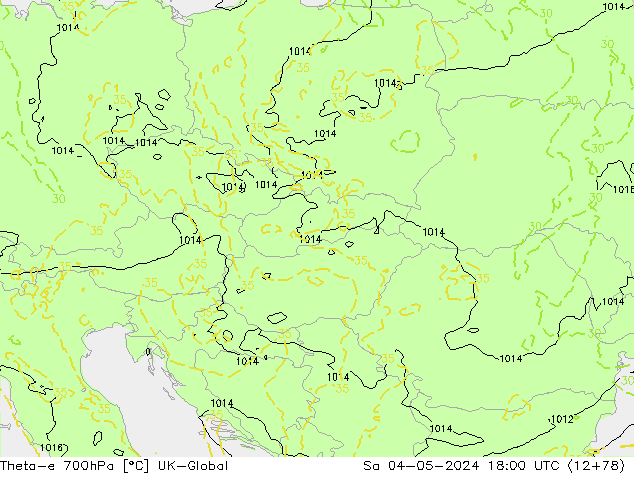 Theta-e 700hPa UK-Global  04.05.2024 18 UTC
