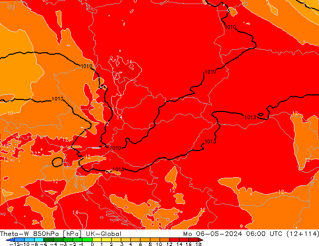 Theta-W 850hPa UK-Global Mo 06.05.2024 06 UTC
