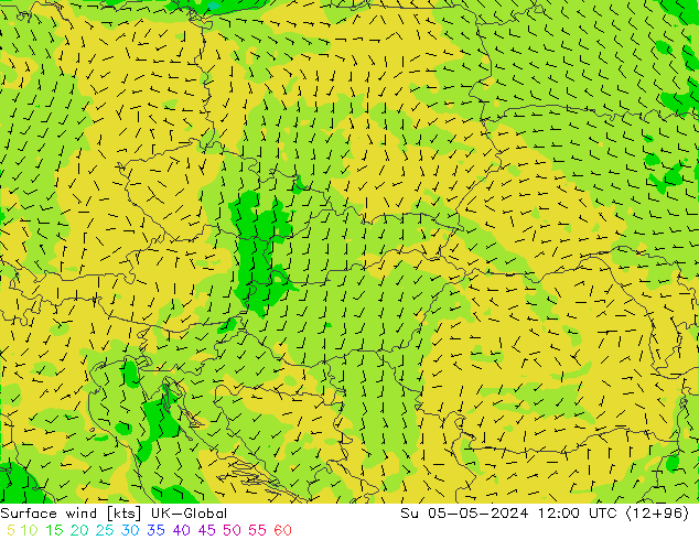 Vento 10 m UK-Global Dom 05.05.2024 12 UTC
