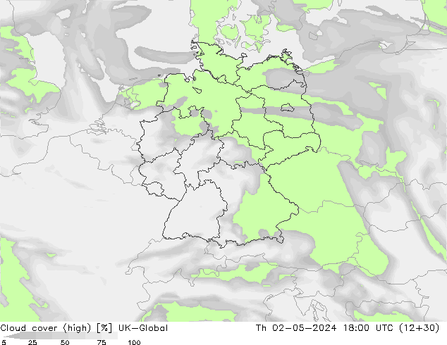 Cloud cover (high) UK-Global Th 02.05.2024 18 UTC