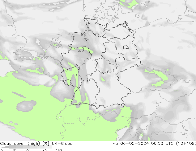 Cloud cover (high) UK-Global Mo 06.05.2024 00 UTC