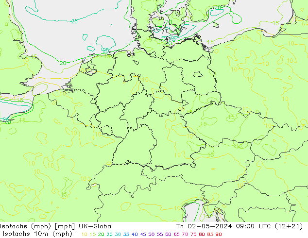 Isotachs (mph) UK-Global чт 02.05.2024 09 UTC