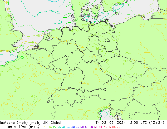 Isotachen (mph) UK-Global do 02.05.2024 12 UTC