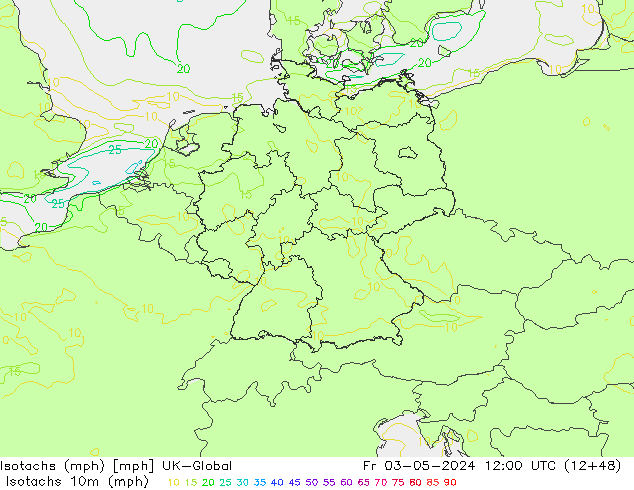 Isotachen (mph) UK-Global vr 03.05.2024 12 UTC