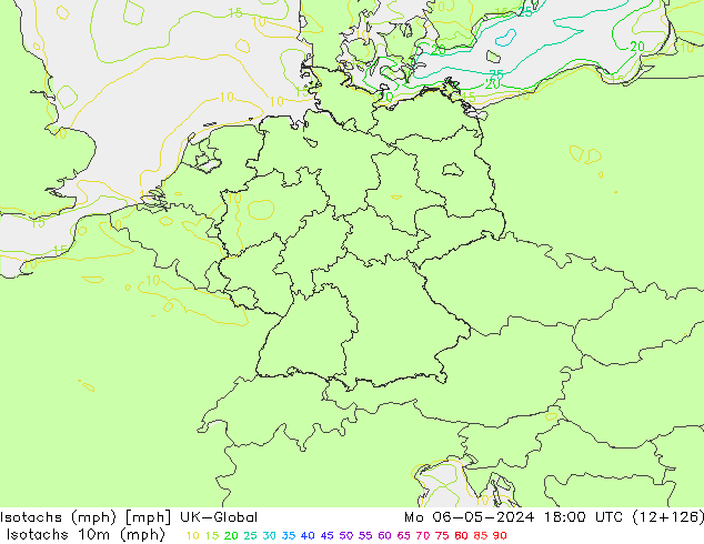 Isotachs (mph) UK-Global пн 06.05.2024 18 UTC