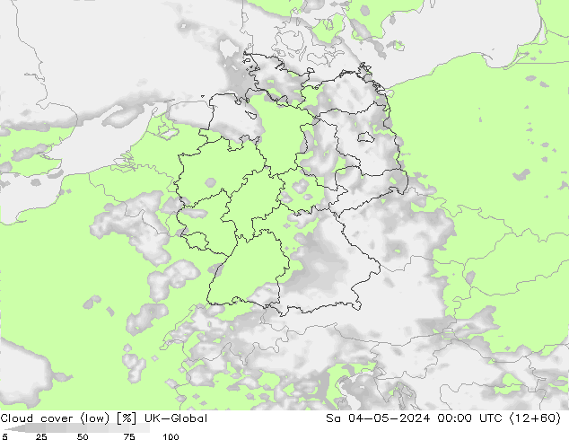 Cloud cover (low) UK-Global Sa 04.05.2024 00 UTC