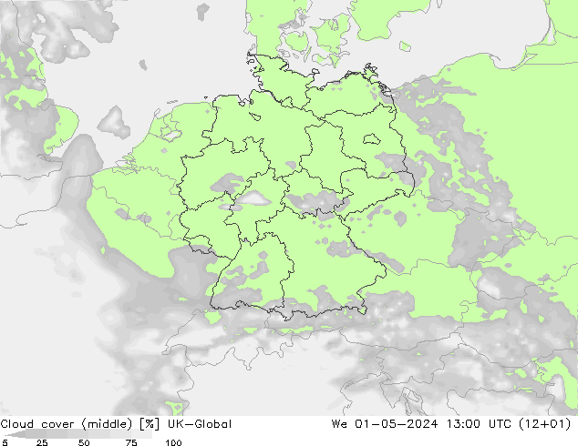 Wolken (mittel) UK-Global Mi 01.05.2024 13 UTC