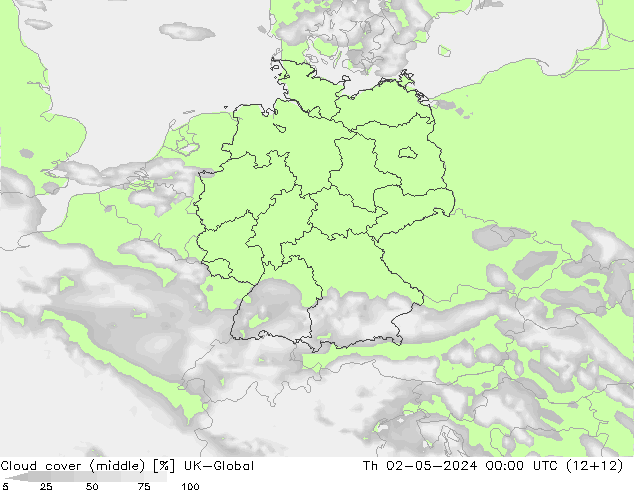 Cloud cover (middle) UK-Global Th 02.05.2024 00 UTC