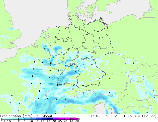 Precipitación UK-Global jue 02.05.2024 15 UTC