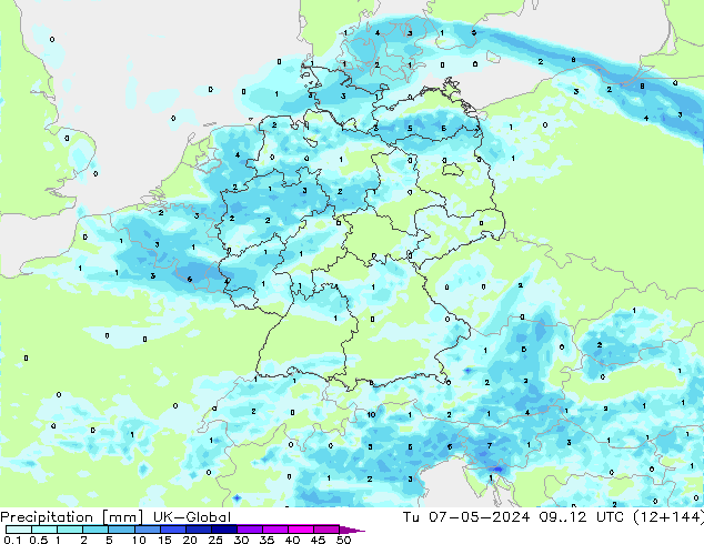 Niederschlag UK-Global Di 07.05.2024 12 UTC