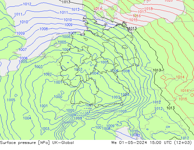 pression de l'air UK-Global mer 01.05.2024 15 UTC