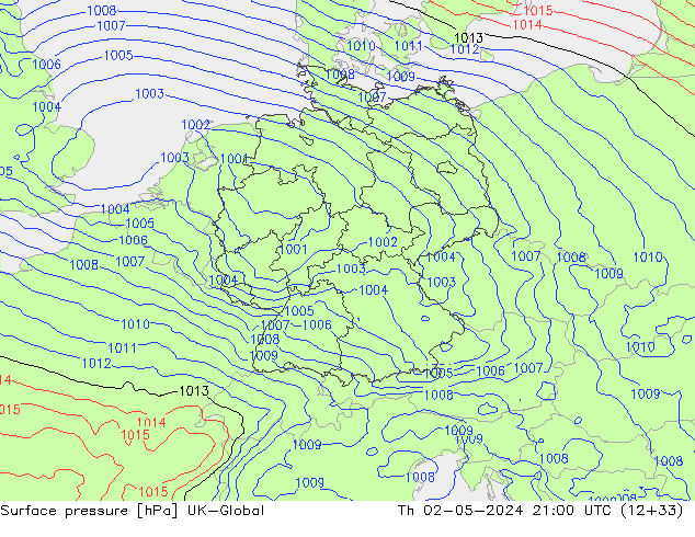 Surface pressure UK-Global Th 02.05.2024 21 UTC