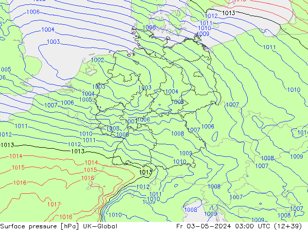 Atmosférický tlak UK-Global Pá 03.05.2024 03 UTC