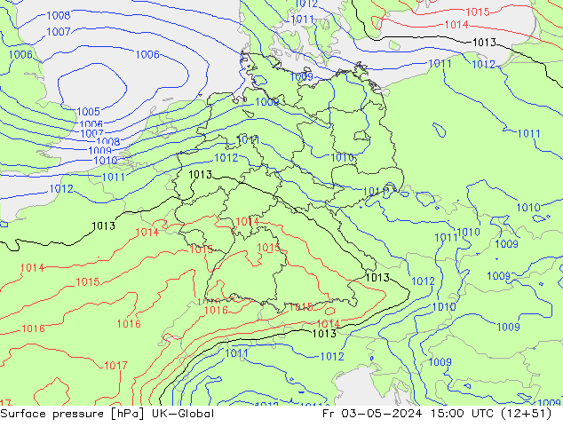 Surface pressure UK-Global Fr 03.05.2024 15 UTC