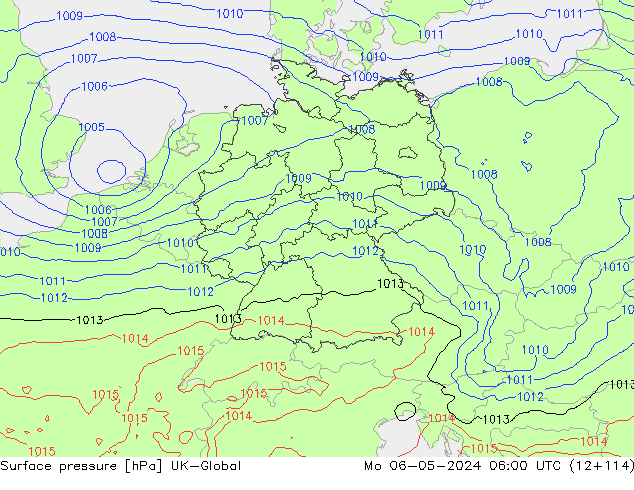 Surface pressure UK-Global Mo 06.05.2024 06 UTC