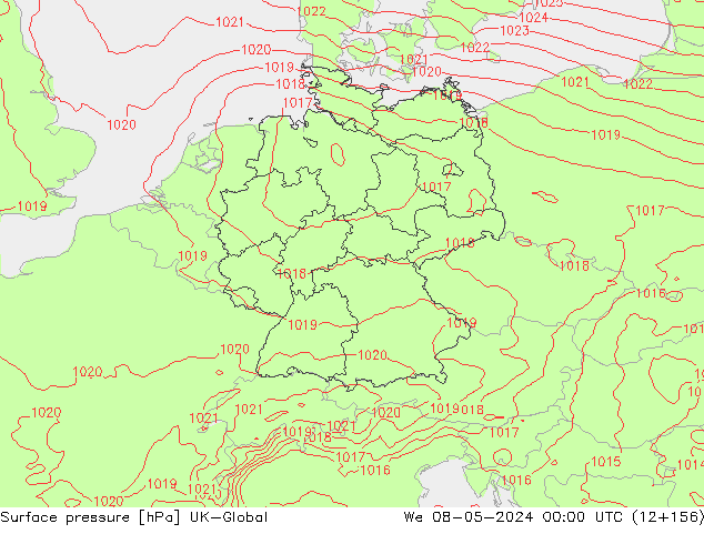 Atmosférický tlak UK-Global St 08.05.2024 00 UTC