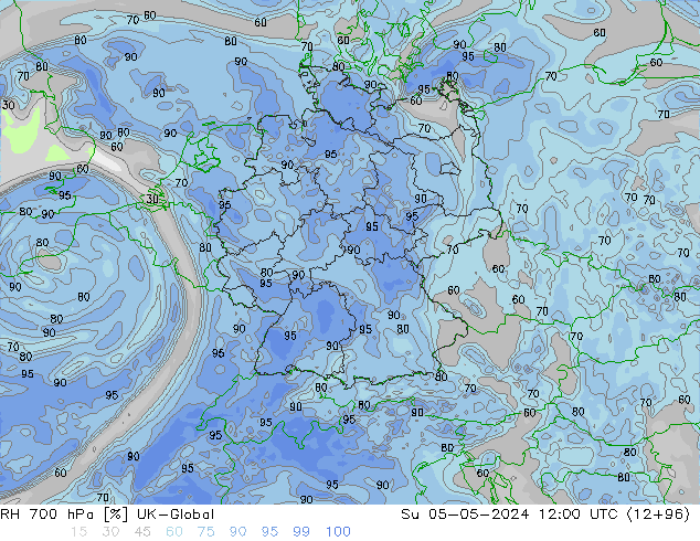 RH 700 hPa UK-Global Su 05.05.2024 12 UTC