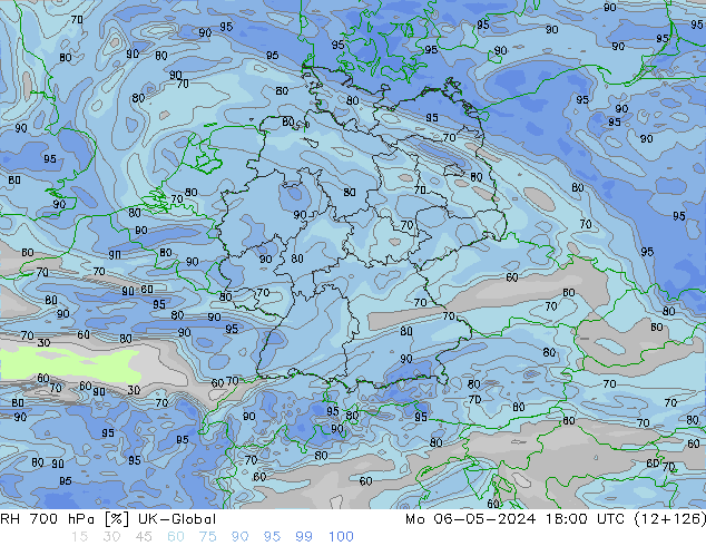 RH 700 hPa UK-Global lun 06.05.2024 18 UTC