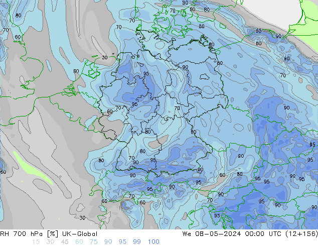 RH 700 hPa UK-Global We 08.05.2024 00 UTC