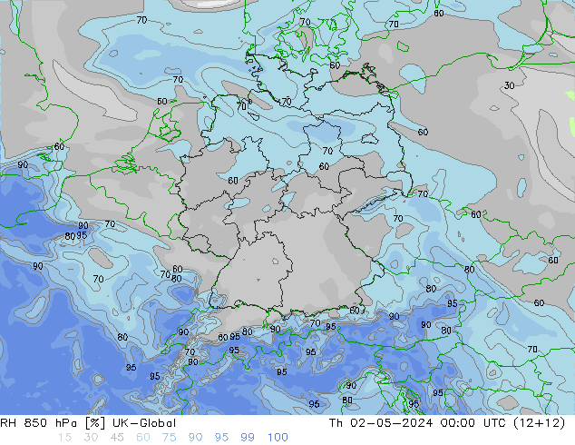 RH 850 hPa UK-Global Th 02.05.2024 00 UTC