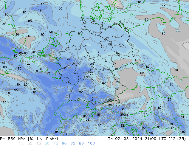 RH 850 hPa UK-Global Qui 02.05.2024 21 UTC