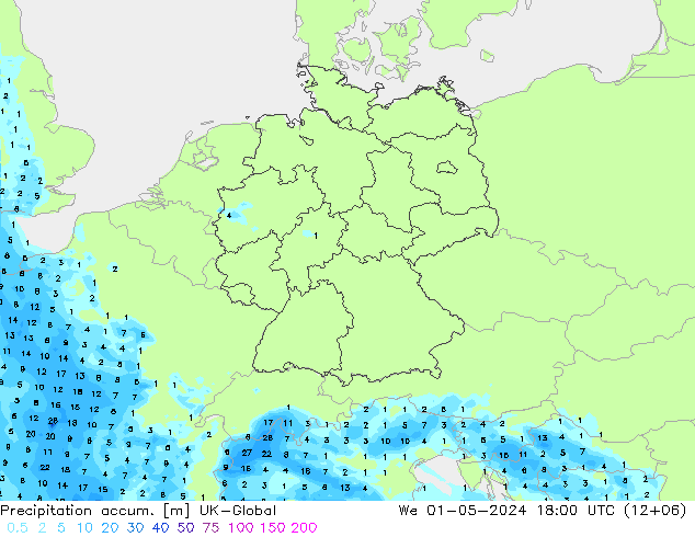 Precipitation accum. UK-Global We 01.05.2024 18 UTC