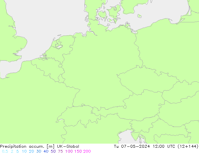 Precipitation accum. UK-Global Tu 07.05.2024 12 UTC