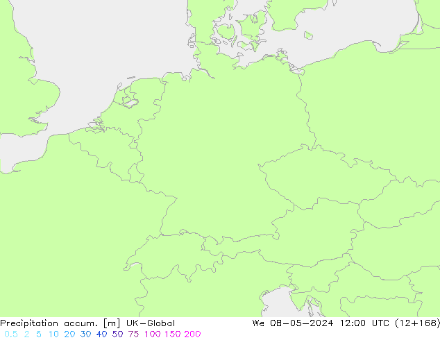 Toplam Yağış UK-Global Çar 08.05.2024 12 UTC
