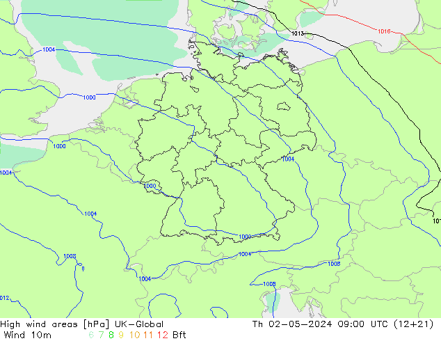 High wind areas UK-Global Th 02.05.2024 09 UTC