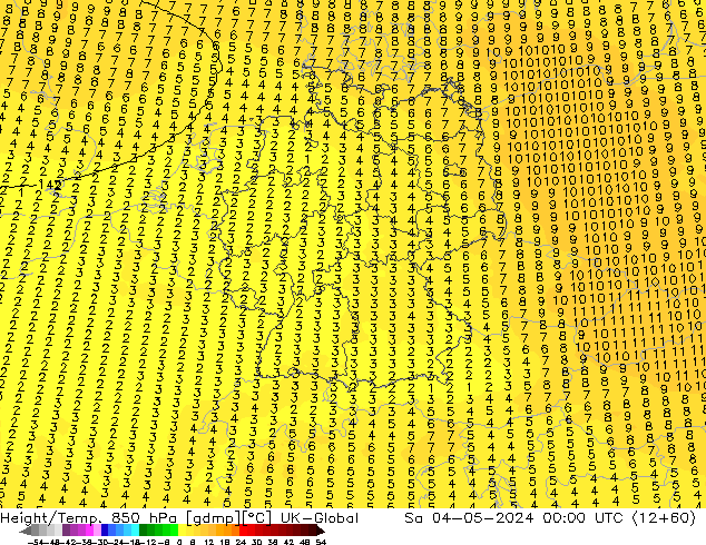 Height/Temp. 850 hPa UK-Global Sa 04.05.2024 00 UTC