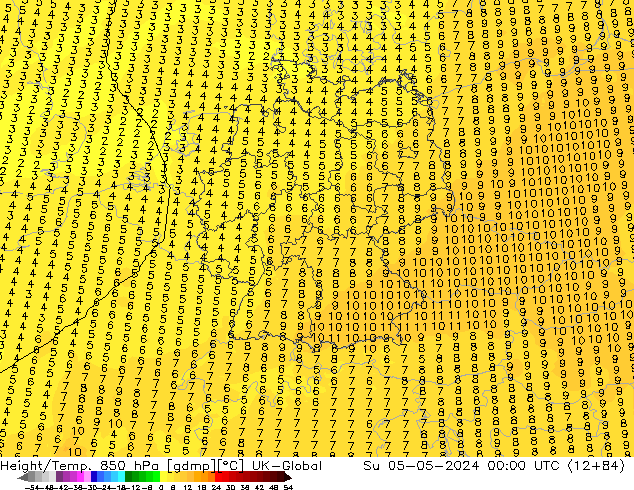 Height/Temp. 850 hPa UK-Global Ne 05.05.2024 00 UTC