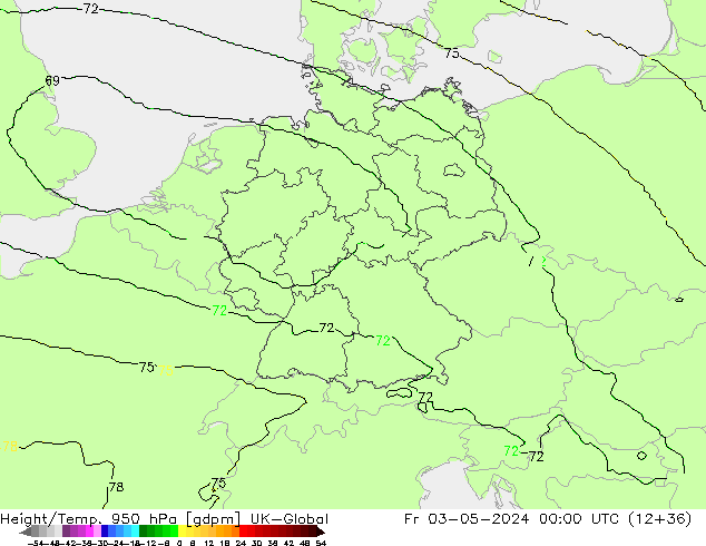 Height/Temp. 950 hPa UK-Global Fr 03.05.2024 00 UTC