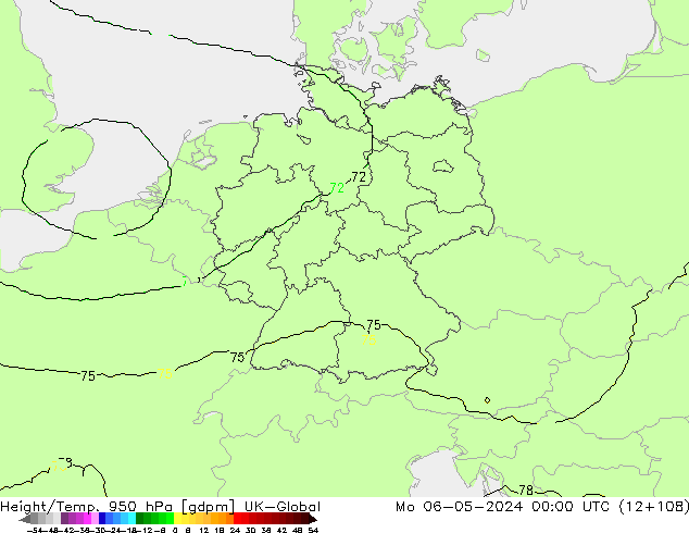 Yükseklik/Sıc. 950 hPa UK-Global Pzt 06.05.2024 00 UTC