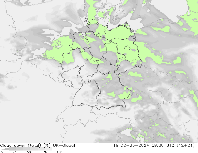 Wolken (gesamt) UK-Global Do 02.05.2024 09 UTC