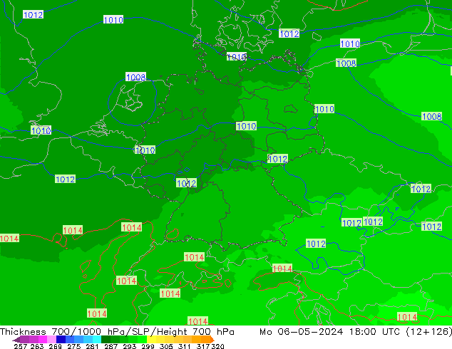 Thck 700-1000 hPa UK-Global Mo 06.05.2024 18 UTC