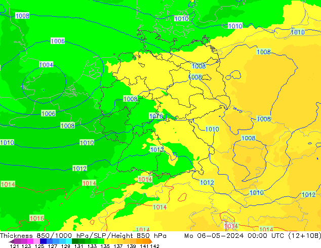 Thck 850-1000 hPa UK-Global pon. 06.05.2024 00 UTC