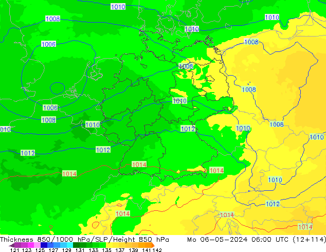 Thck 850-1000 hPa UK-Global lun 06.05.2024 06 UTC