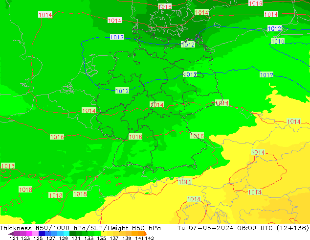 Thck 850-1000 hPa UK-Global Tu 07.05.2024 06 UTC