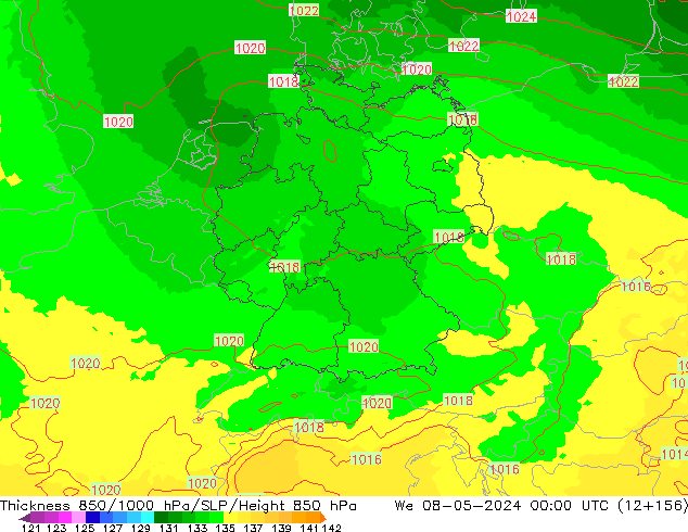 Thck 850-1000 hPa UK-Global We 08.05.2024 00 UTC