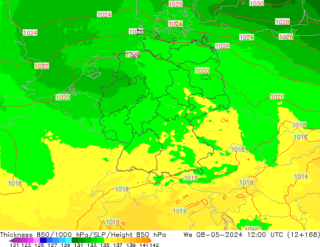 Thck 850-1000 hPa UK-Global Qua 08.05.2024 12 UTC