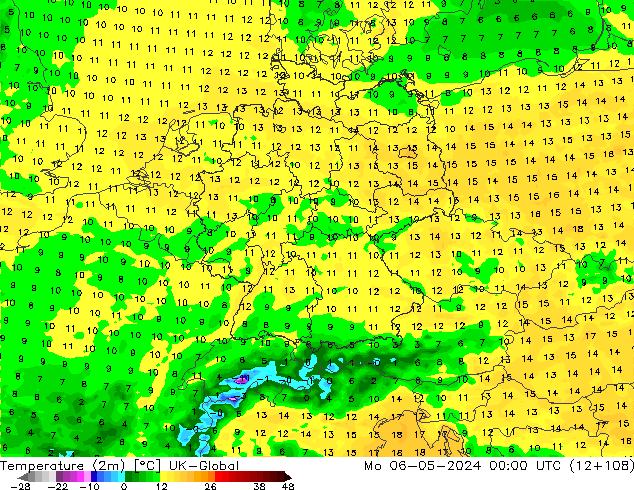 Temperatura (2m) UK-Global lun 06.05.2024 00 UTC