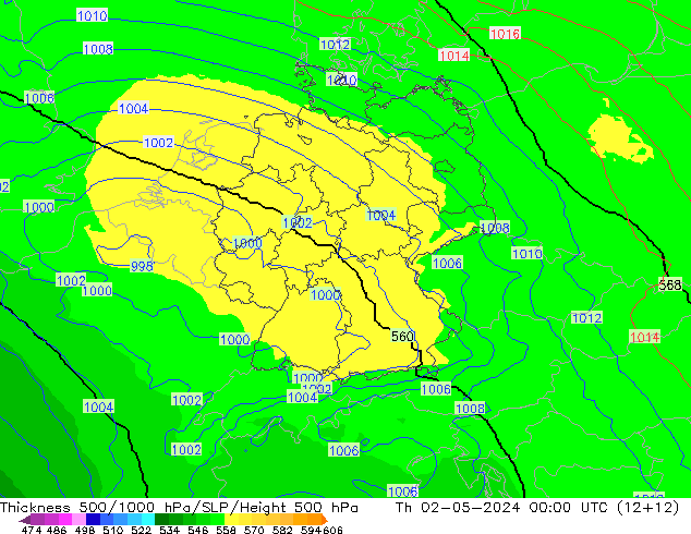 Thck 500-1000hPa UK-Global Th 02.05.2024 00 UTC