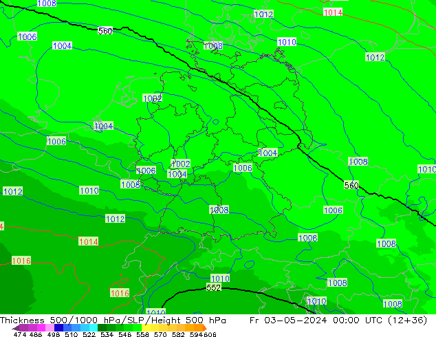 500-1000 hPa Kalınlığı UK-Global Cu 03.05.2024 00 UTC