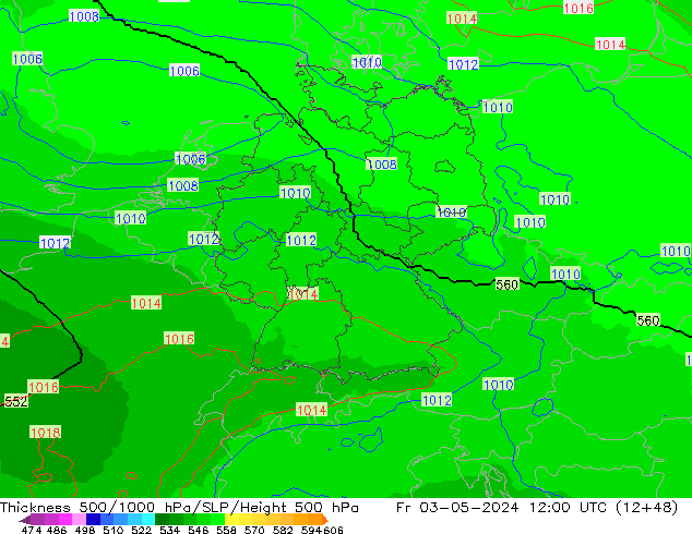 Thck 500-1000hPa UK-Global  03.05.2024 12 UTC