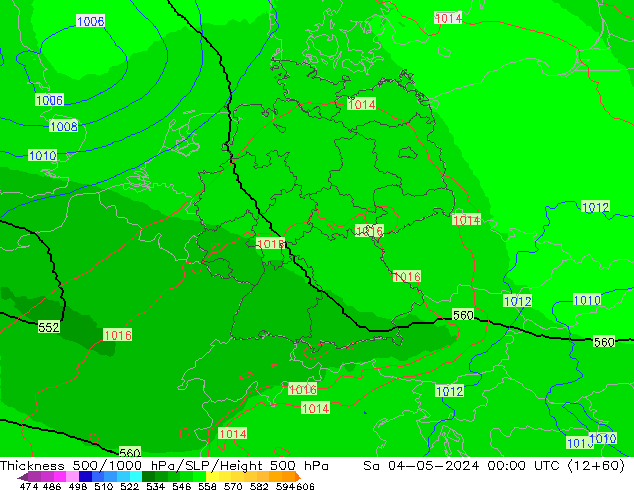 Thck 500-1000hPa UK-Global Sa 04.05.2024 00 UTC