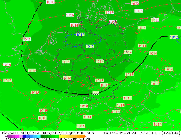 Dikte 500-1000hPa UK-Global di 07.05.2024 12 UTC