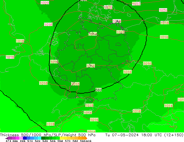 Thck 500-1000hPa UK-Global Tu 07.05.2024 18 UTC