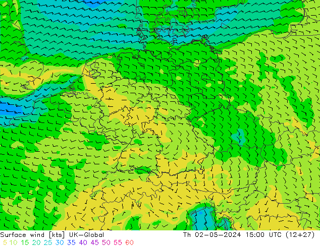 Surface wind UK-Global Th 02.05.2024 15 UTC